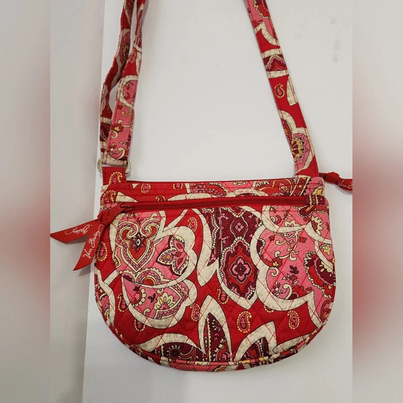 Vera Bradley Classic Womens Cherry Red Shoulder Crossbody Paisley Bag Purse - Picture 2 of 14